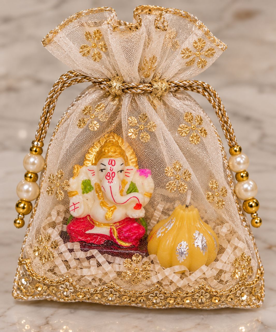 Ganesh Idol With modak Candle view 2