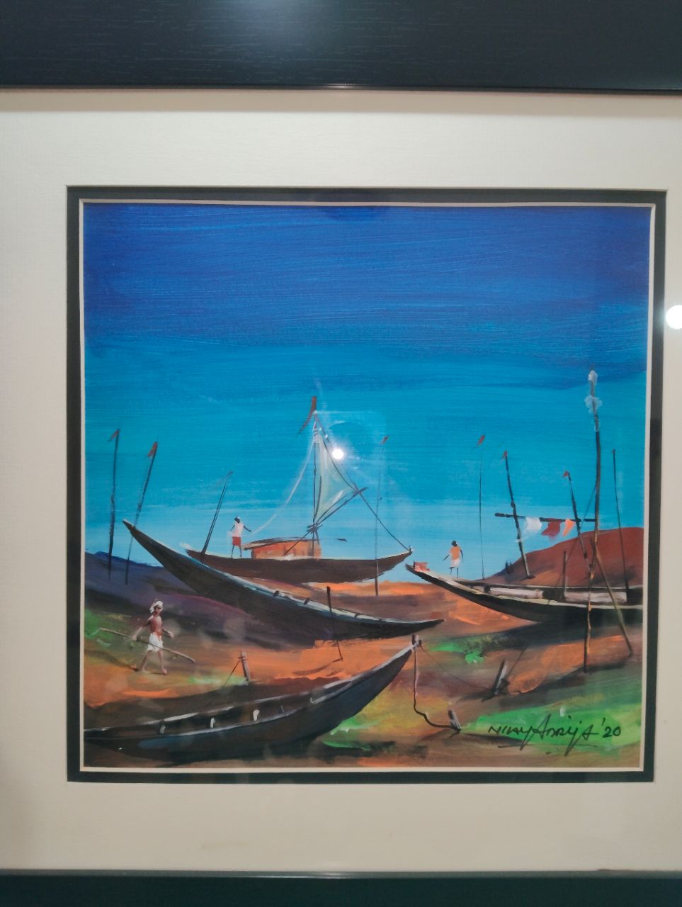 Colorful Fishing Village Painting