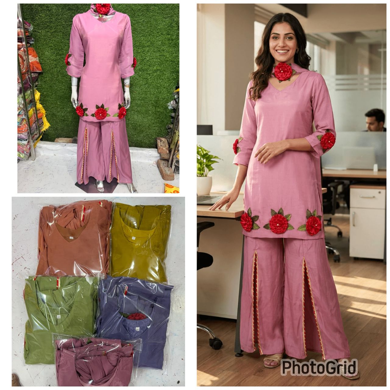 Pink Floral Kurta Set