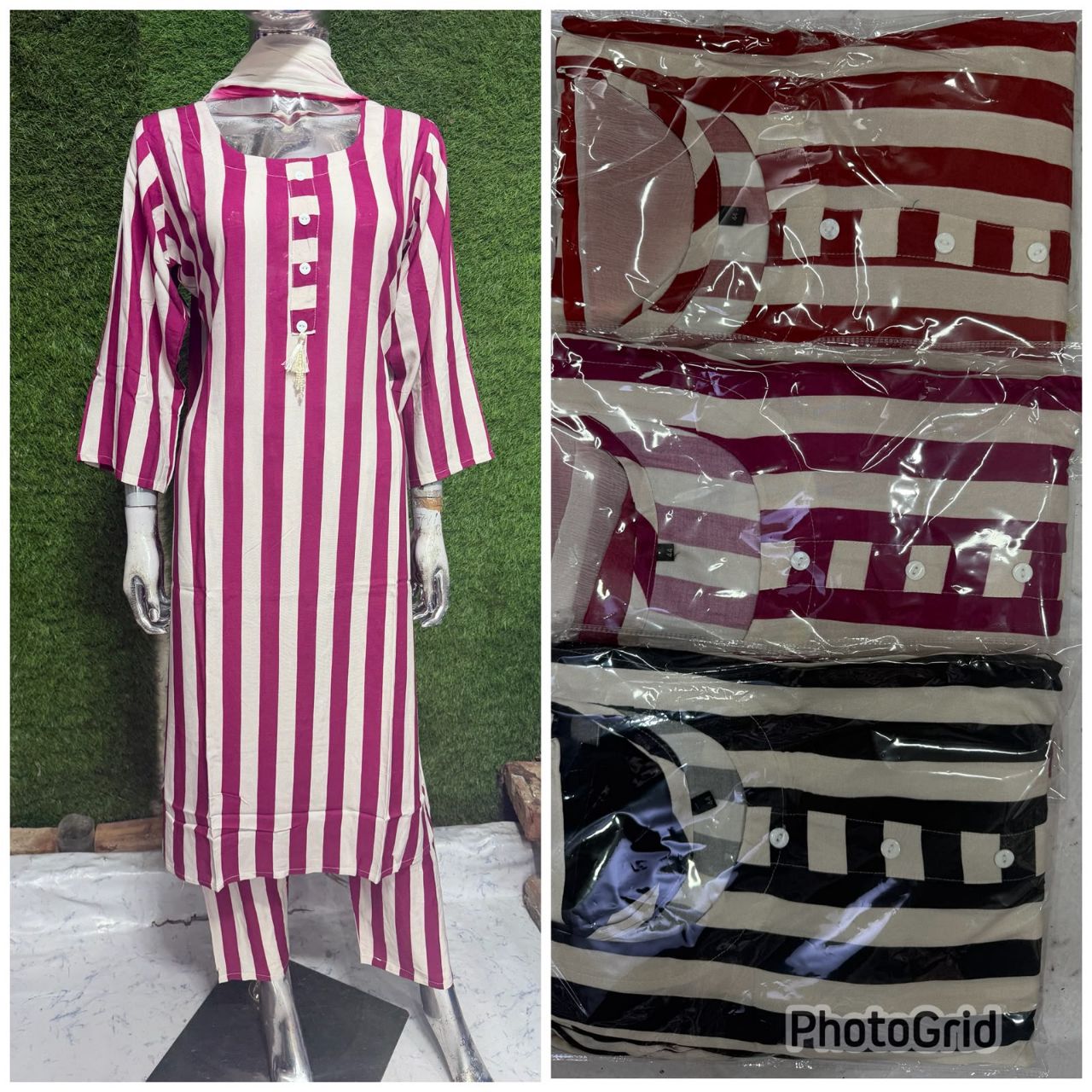 Striped Cotton Kurta Set