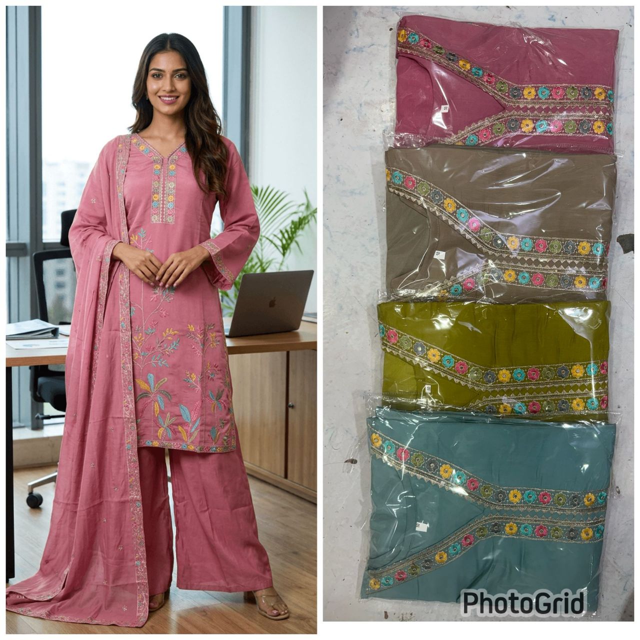 Embroidered Pink Kurta Set