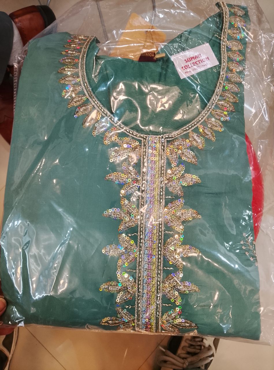 Embroidered Green Kurta