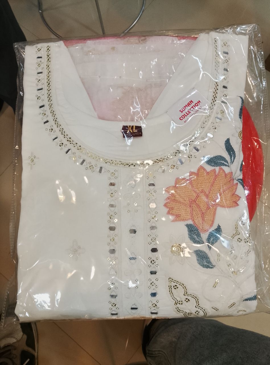 Embroidered White Kurta