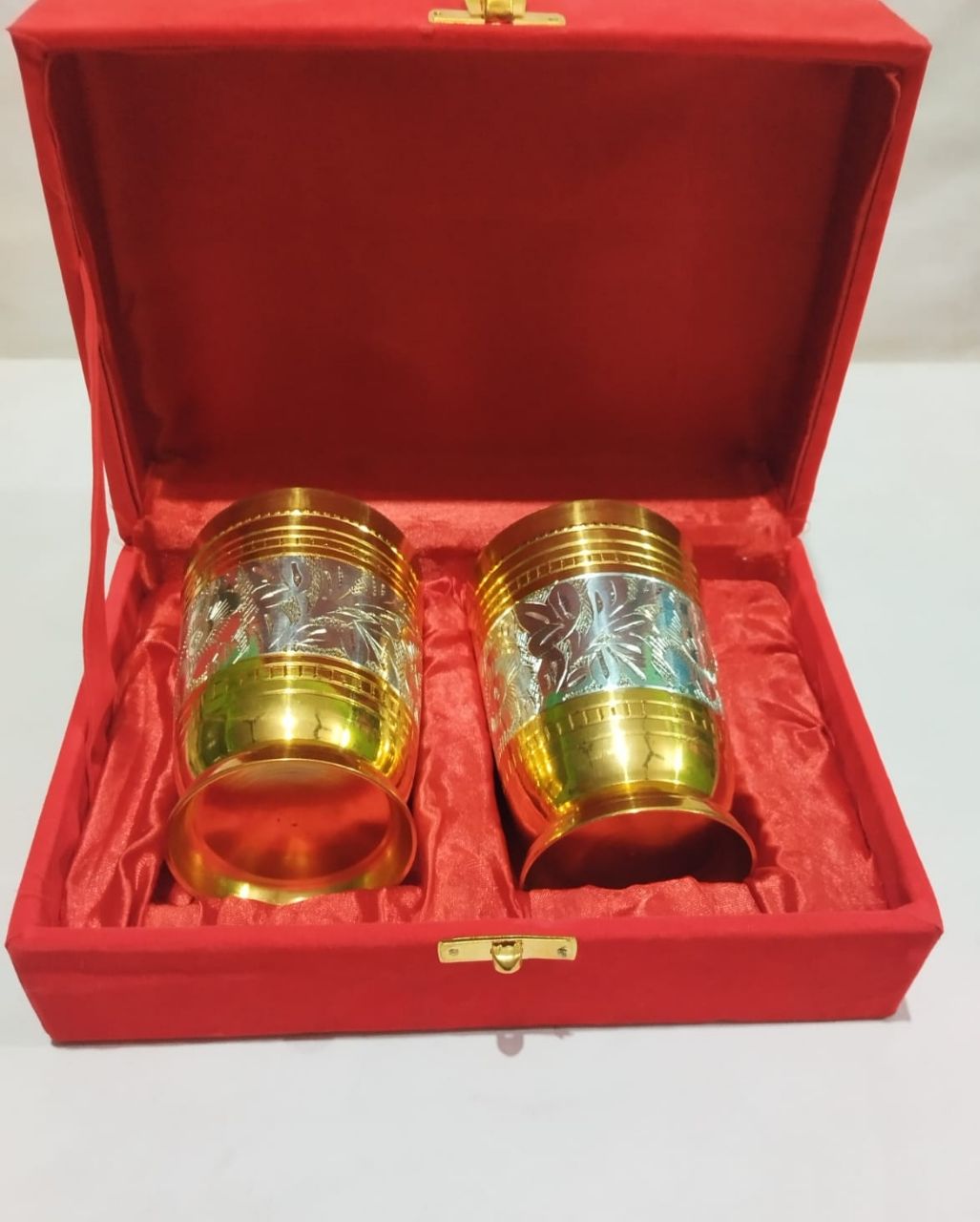 Brass Etched Drinking Glass Set