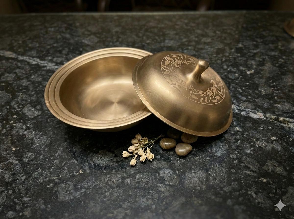 Brass Decorative Bowl with Lid