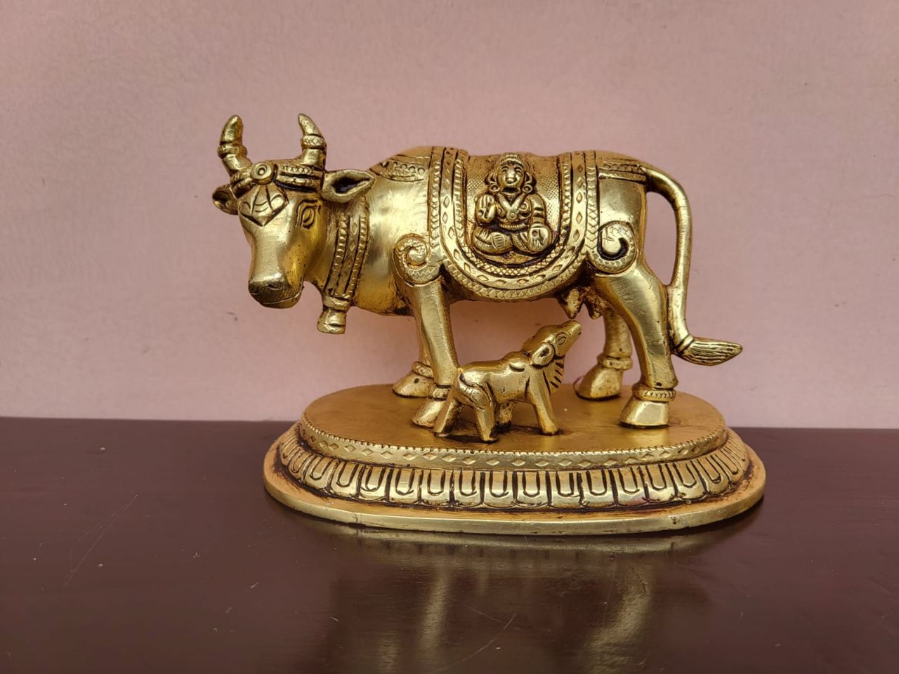 Brass Cow and Calf Figurine