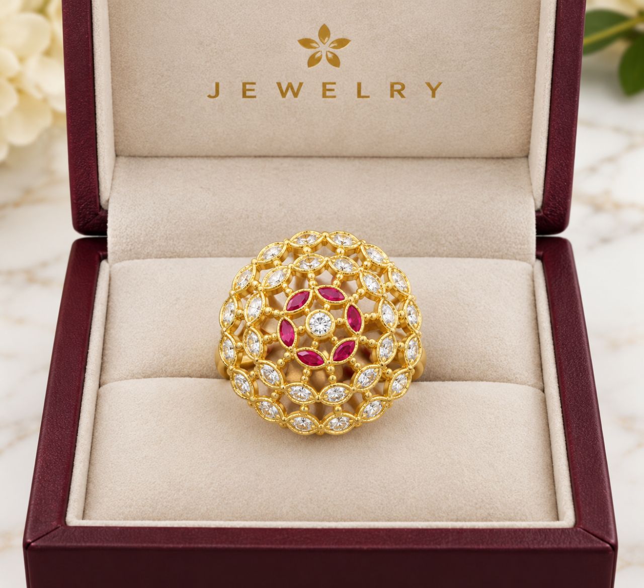 American Diamond Polki Ring view 4