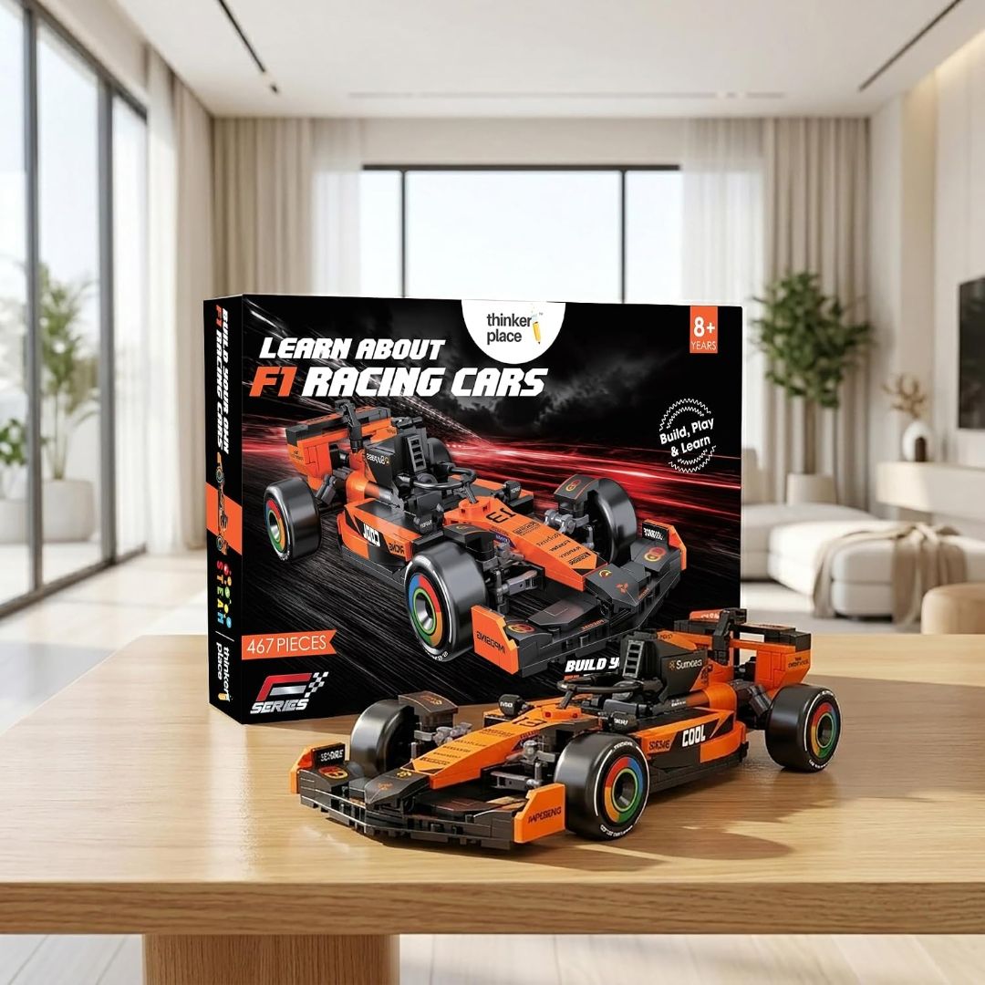 Thinker Place F1 Race Car Building Block Toy Set for 7+ (467 Pcs)
Racing Car Construction Toy for Kids Age 7+ | STEM Learning Toy | Creative DIY Model Kit for Gifting Boys & Girls view 2