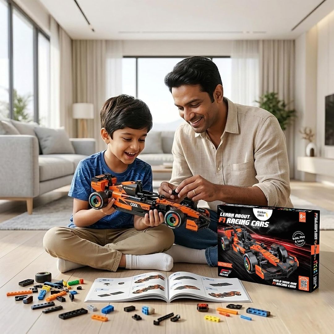 Thinker Place F1 Race Car Building Block Toy Set for 7+ (467 Pcs)
Racing Car Construction Toy for Kids Age 7+ | STEM Learning Toy | Creative DIY Model Kit for Gifting Boys & Girls view 5