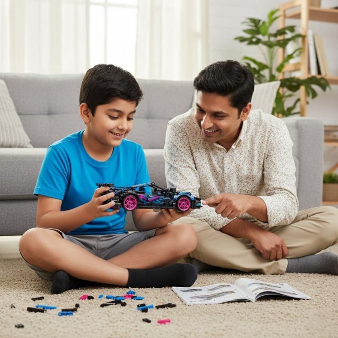 Thinker Place 1:18 DIY Blocks Pull-Back Car – Pink & Black | Big Pull Back Cars | STEM Learning: Learn About Energy Conversion | Educational Toy for Kids 8+
5%
off view 2