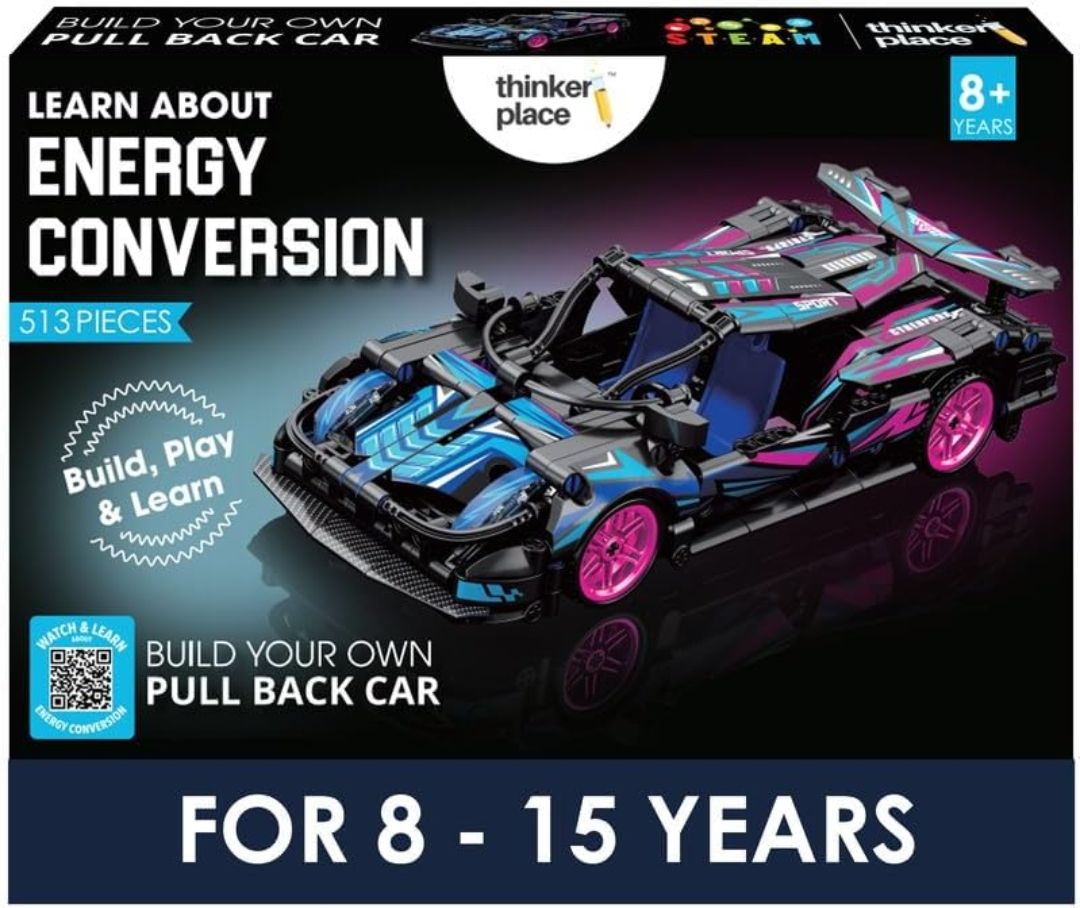 Thinker Place 1:18 DIY Blocks Pull-Back Car – Pink & Black | Big Pull Back Cars | STEM Learning: Learn About Energy Conversion | Educational Toy for Kids 8+
5%
off view 5