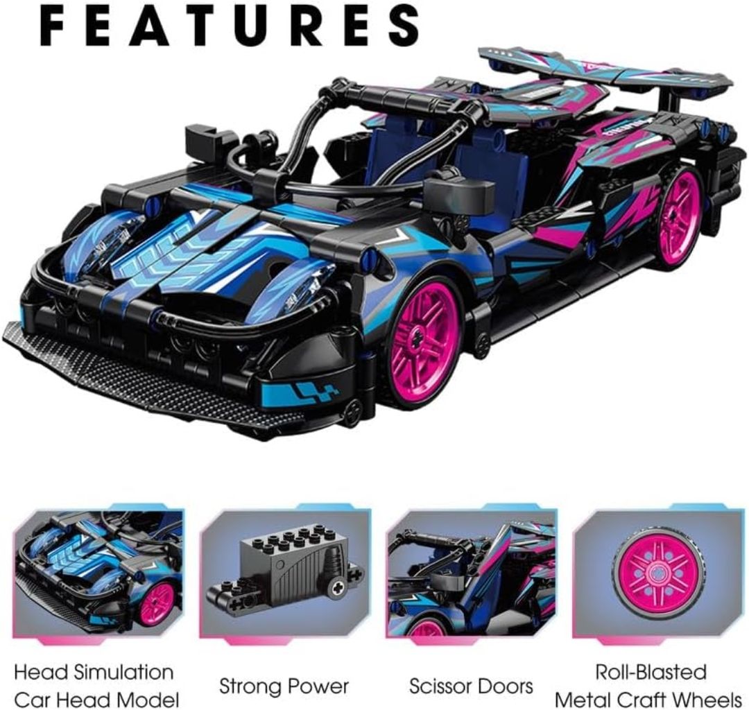 Thinker Place 1:18 DIY Blocks Pull-Back Car – Pink & Black | Big Pull Back Cars | STEM Learning: Learn About Energy Conversion | Educational Toy for Kids 8+
5%
off view 4