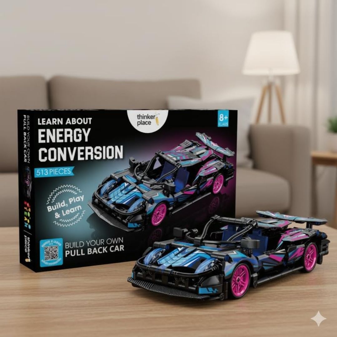 Thinker Place 1:18 DIY Blocks Pull-Back Car – Pink & Black | Big Pull Back Cars | STEM Learning: Learn About Energy Conversion | Educational Toy for Kids 8+
5%
off view 6