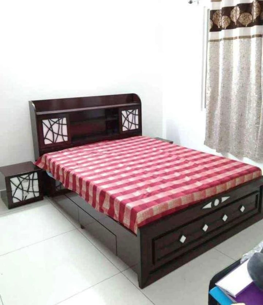 Wooden Bed with Storage