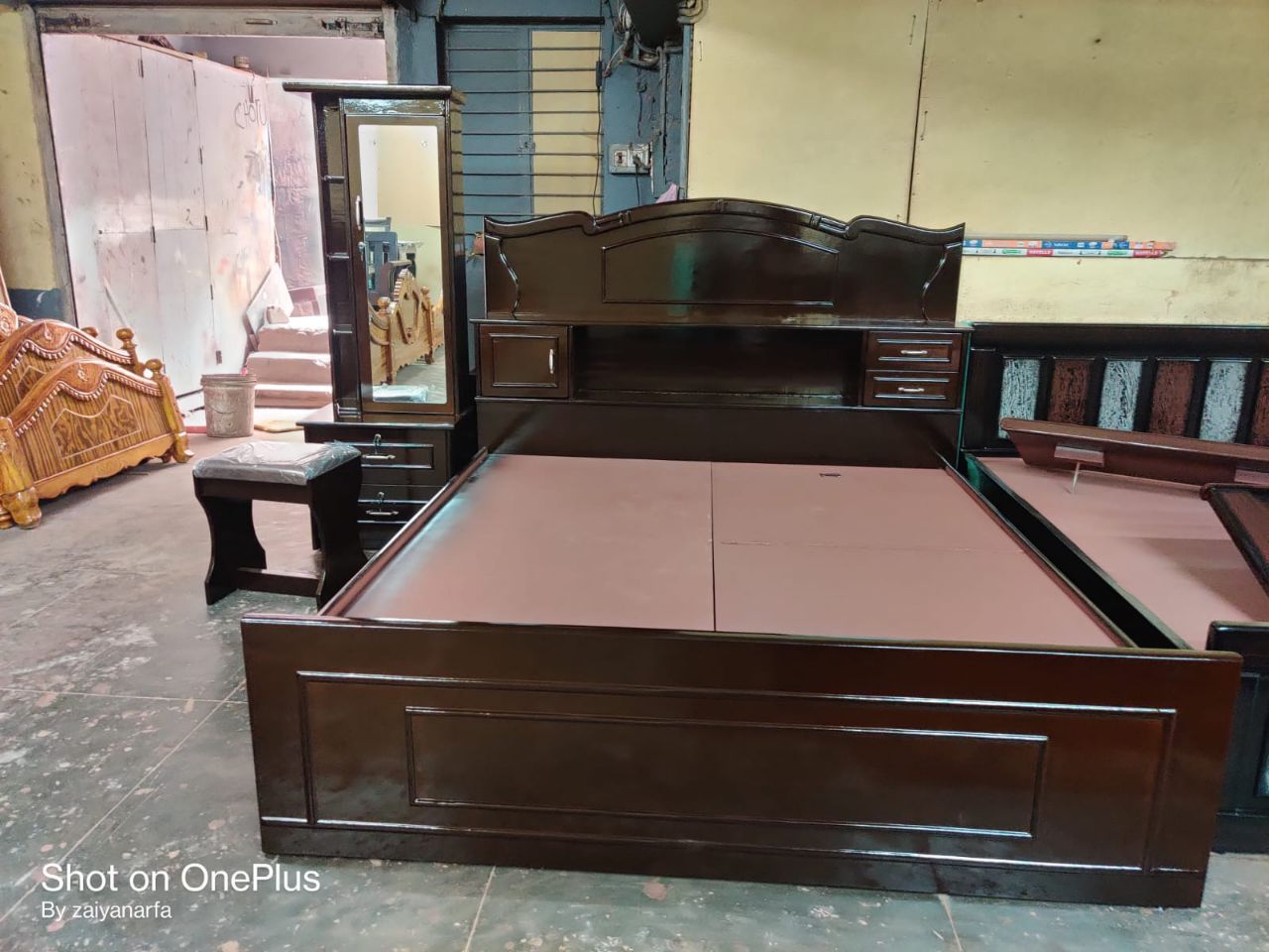 Solid Wooden Bed with Storage