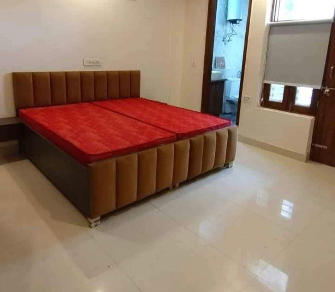 Brown Upholstered King Size Bed
