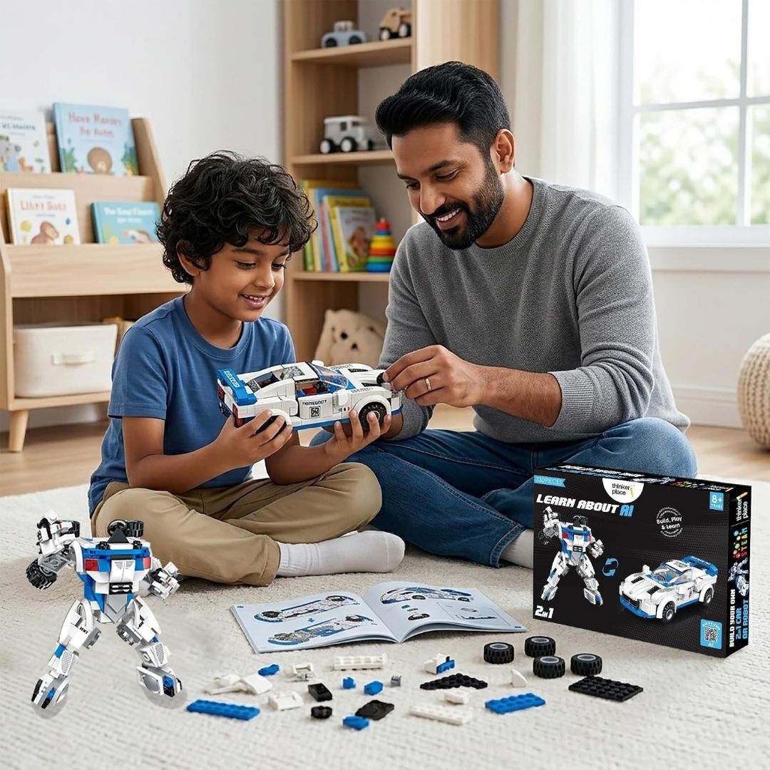 Thinker Place 330 PCS 2-in-1 Transforming Building Blocks Mc White
AI STEM Construction Racing Toy for Kids view 3