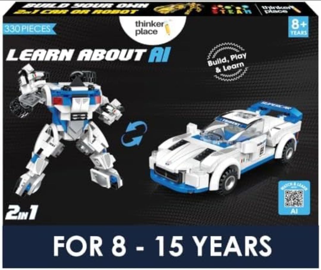 Thinker Place 330 PCS 2-in-1 Transforming Building Blocks Mc White
AI STEM Construction Racing Toy for Kids view 4