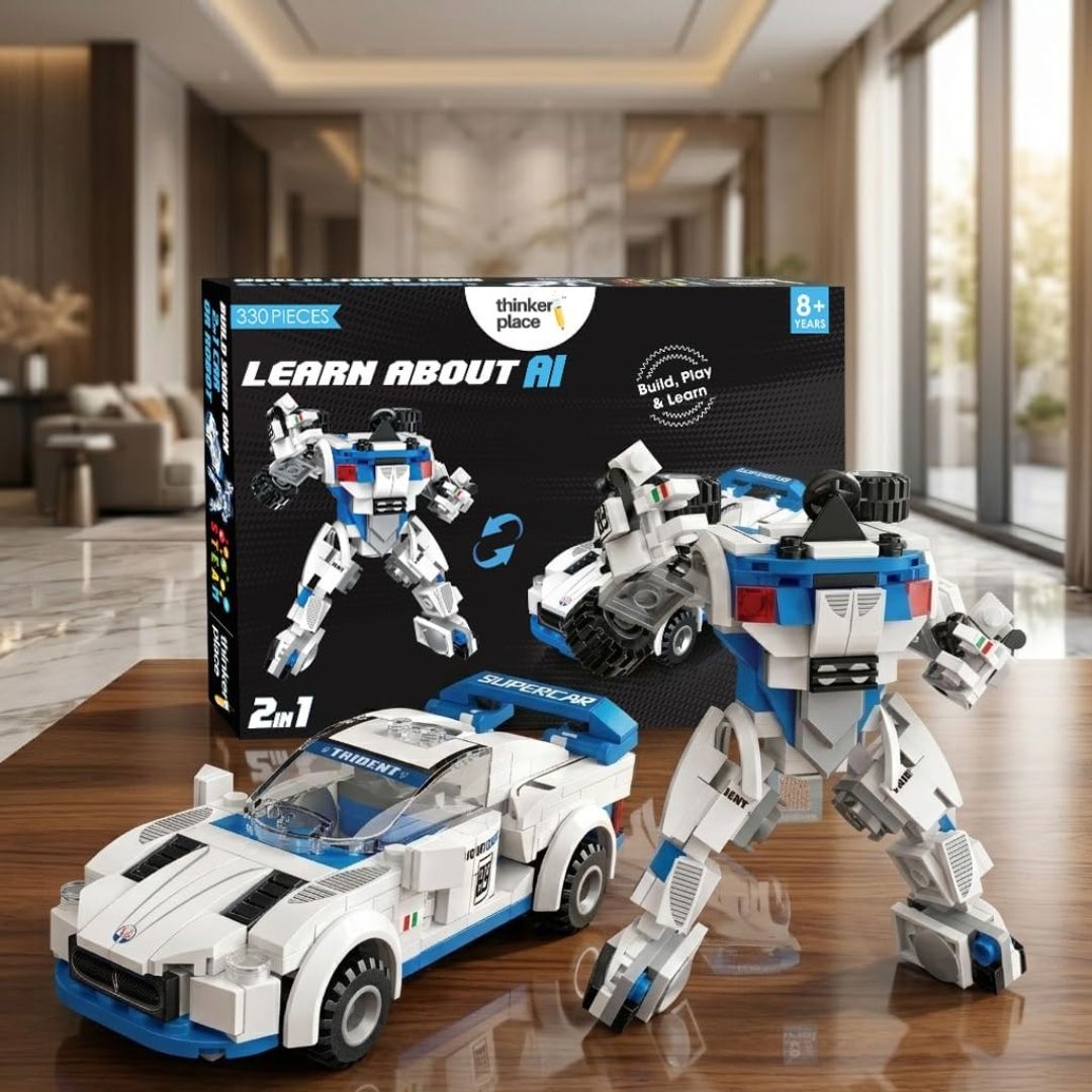 Thinker Place 330 PCS 2-in-1 Transforming Building Blocks Mc White
AI STEM Construction Racing Toy for Kids view 2