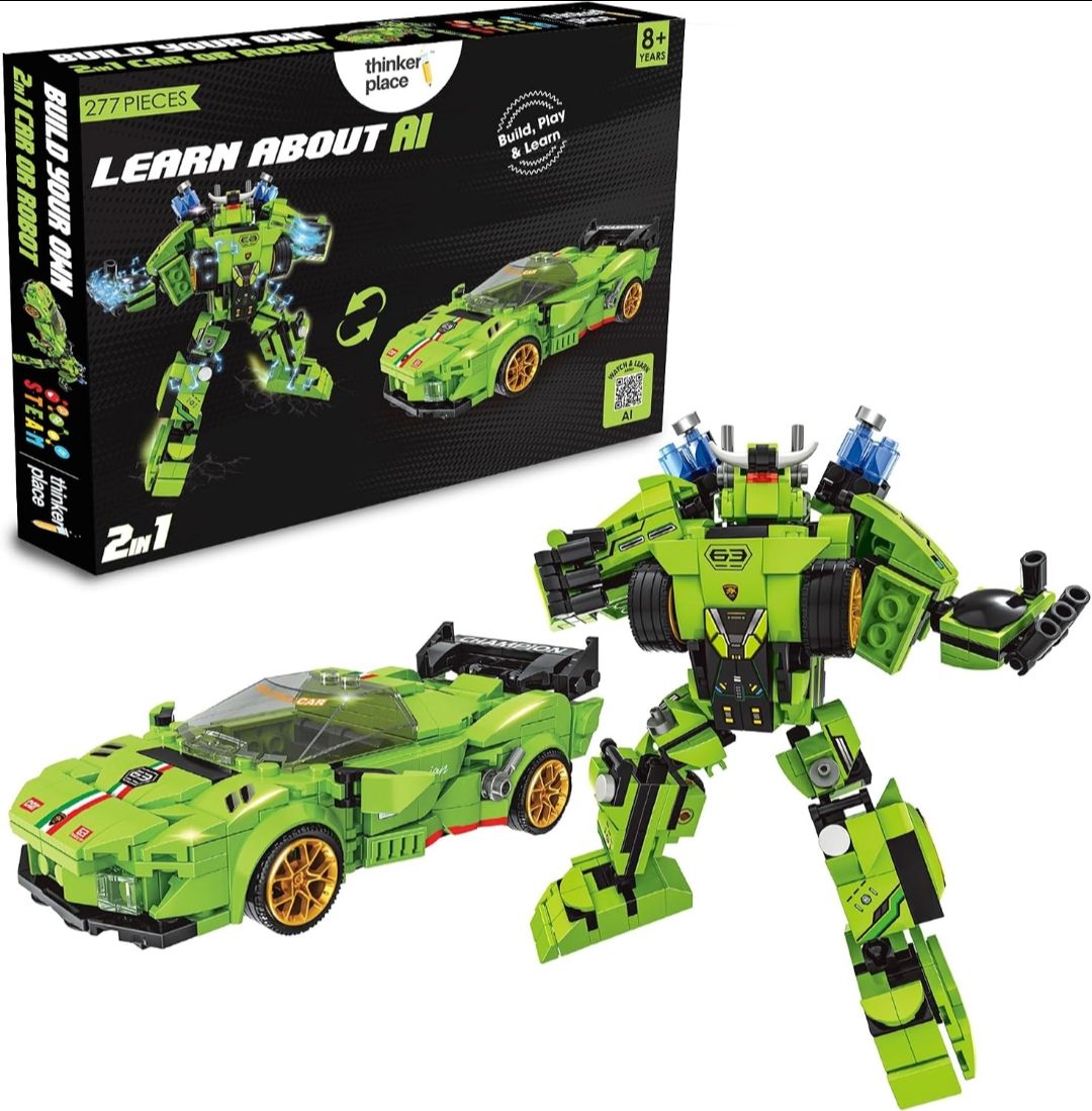 277 PCS 2-in-1 Transforming Building Blocks Crazy Green Bull
AI STEM Construction Racing Toy for Kids view 3