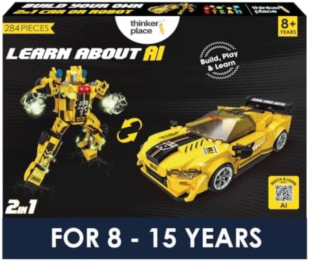 284 PCS 2-in-1 Transforming Building Blocks Yellow Rage
AI STEM Construction Racing Toy for Kids view 4