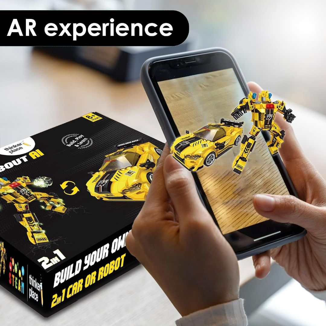 284 PCS 2-in-1 Transforming Building Blocks Yellow Rage
AI STEM Construction Racing Toy for Kids view 2