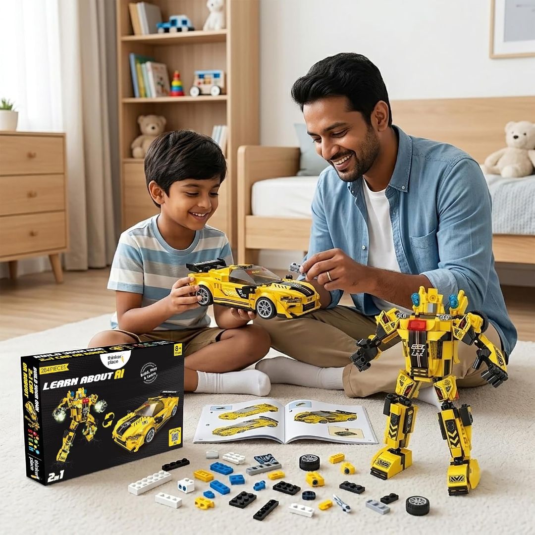 284 PCS 2-in-1 Transforming Building Blocks Yellow Rage
AI STEM Construction Racing Toy for Kids view 6