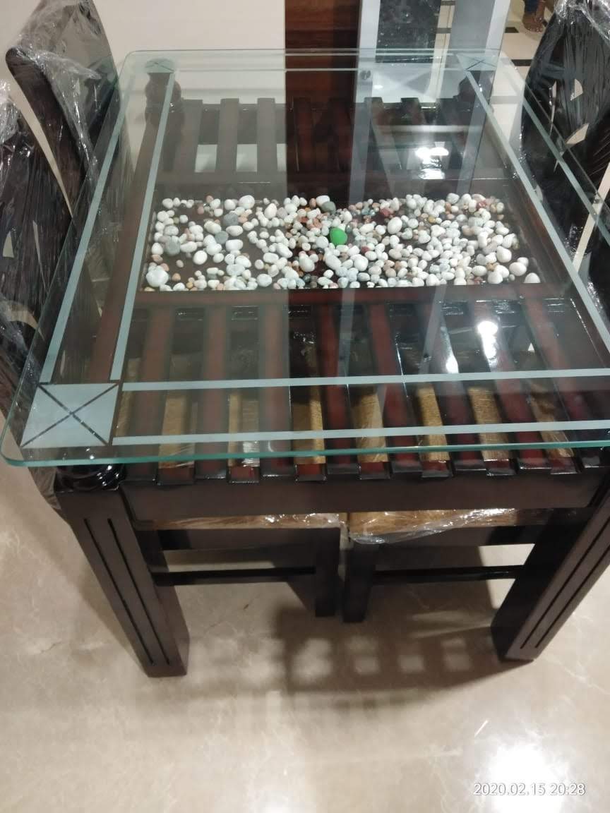 Glass Top Wooden Dining Table view 2