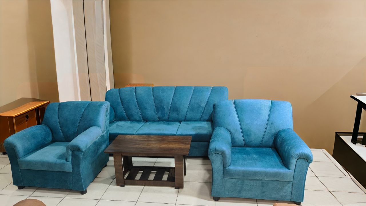Teal Fabric Sofa Set