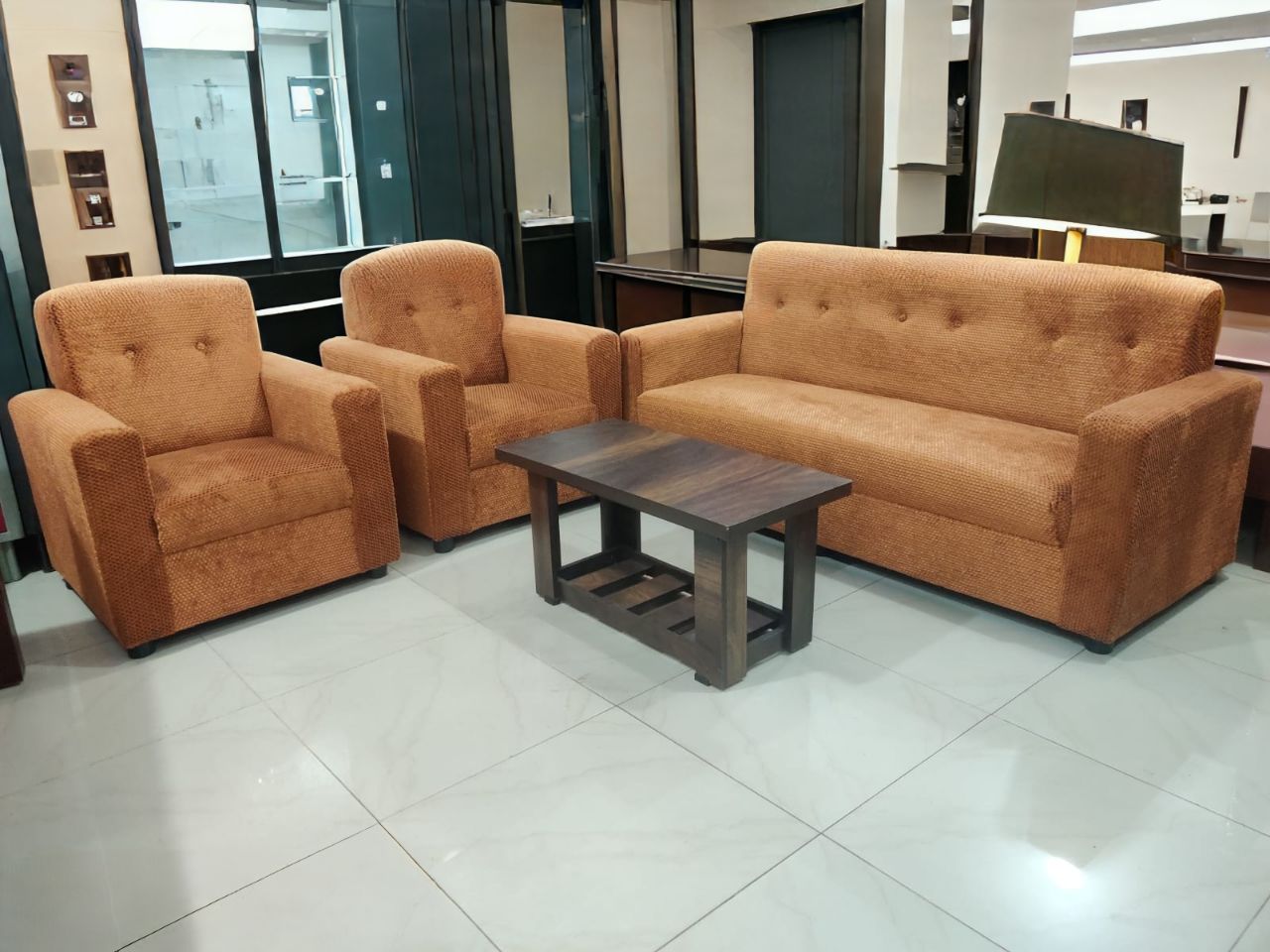 Tan Fabric Sofa Set