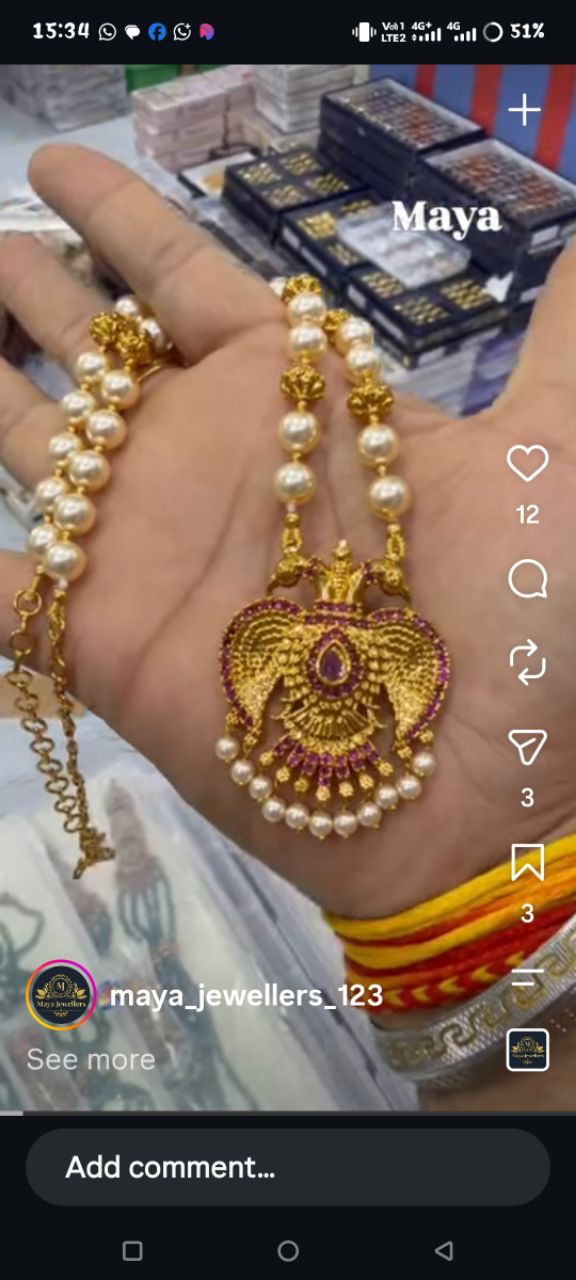 Golden Peacock Necklace view 2