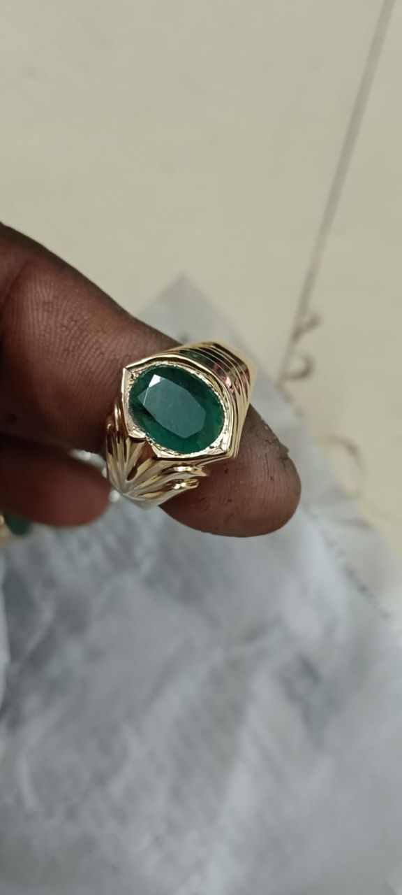 Gold Ring with Green Gemstone view 2