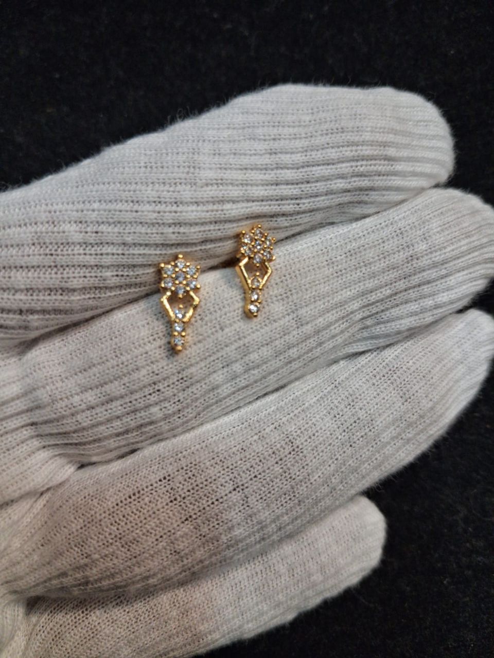 Gold Plated Diamond Earrings view 2
