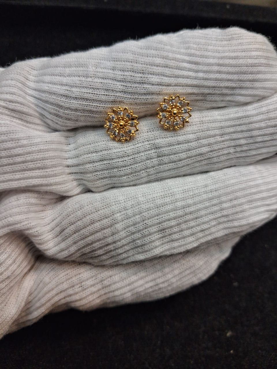 Flower Design Gold Earrings view 2
