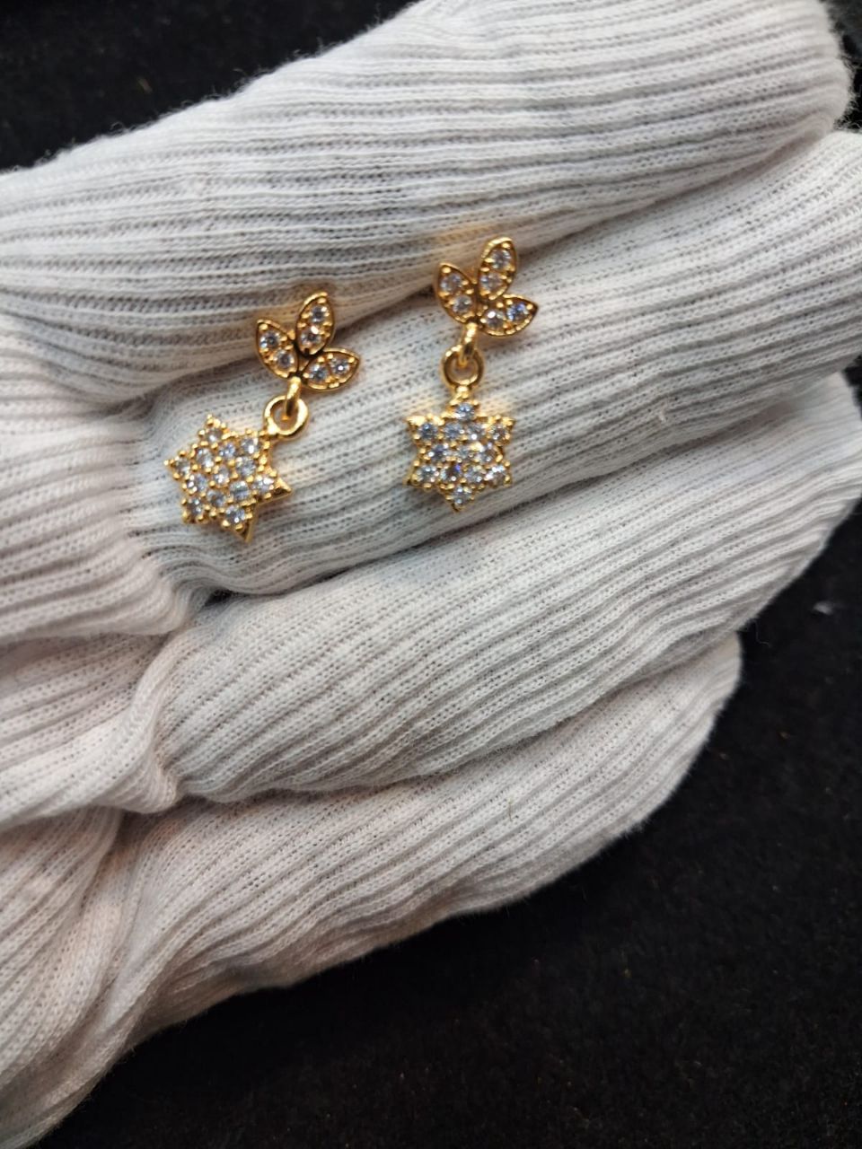 Gold Star Pendant Earrings view 2