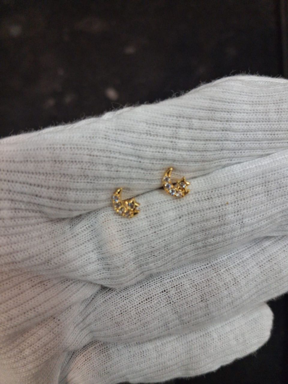 Gold Stud Earrings view 2