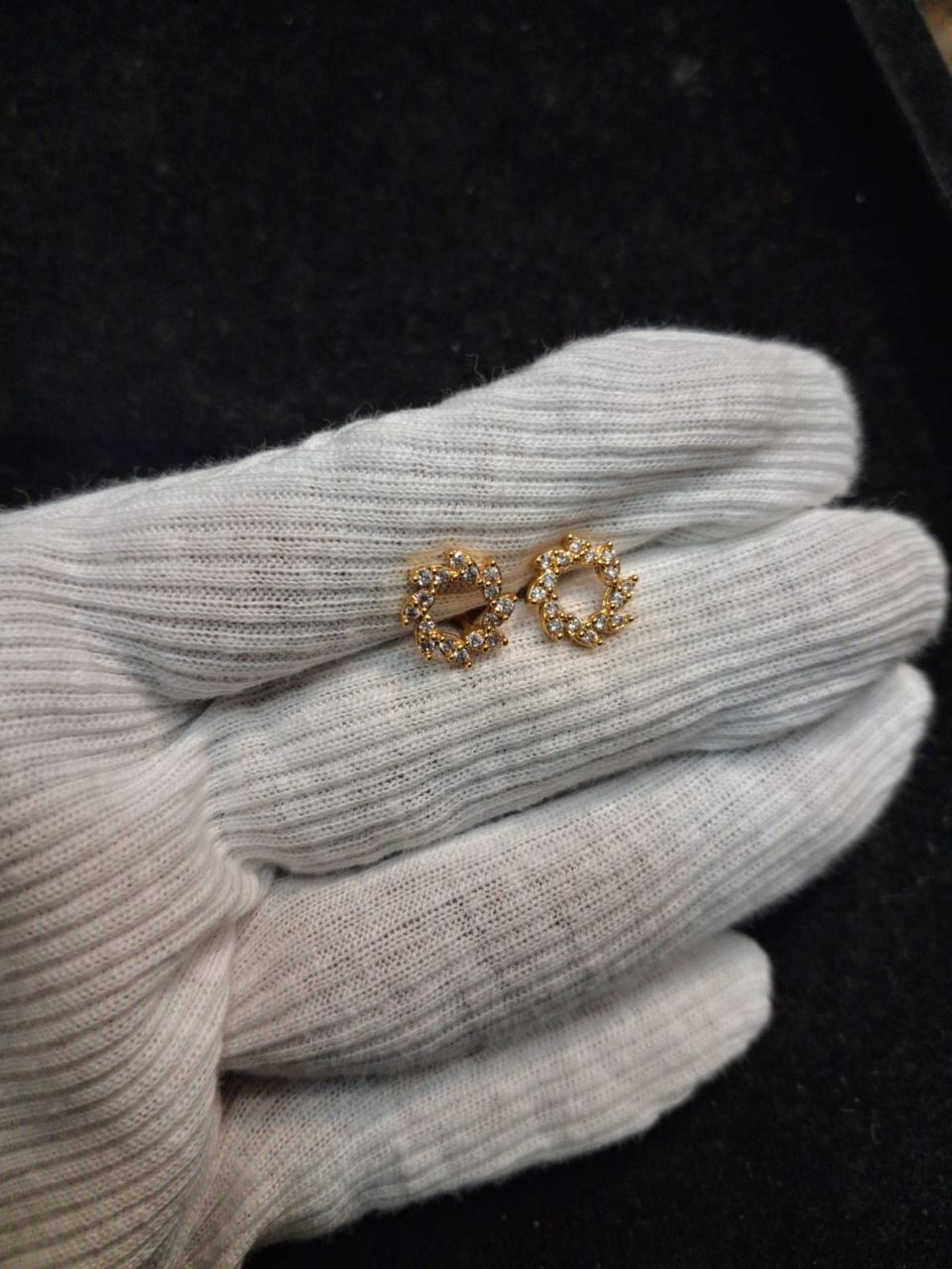 Gold Stud Earrings view 2