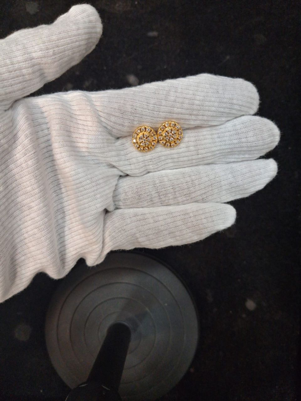 Designer Gold and Diamond Earrings view 2