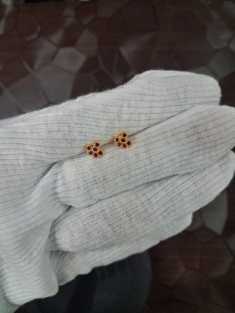 Gold Flower Stud Earrings view 2