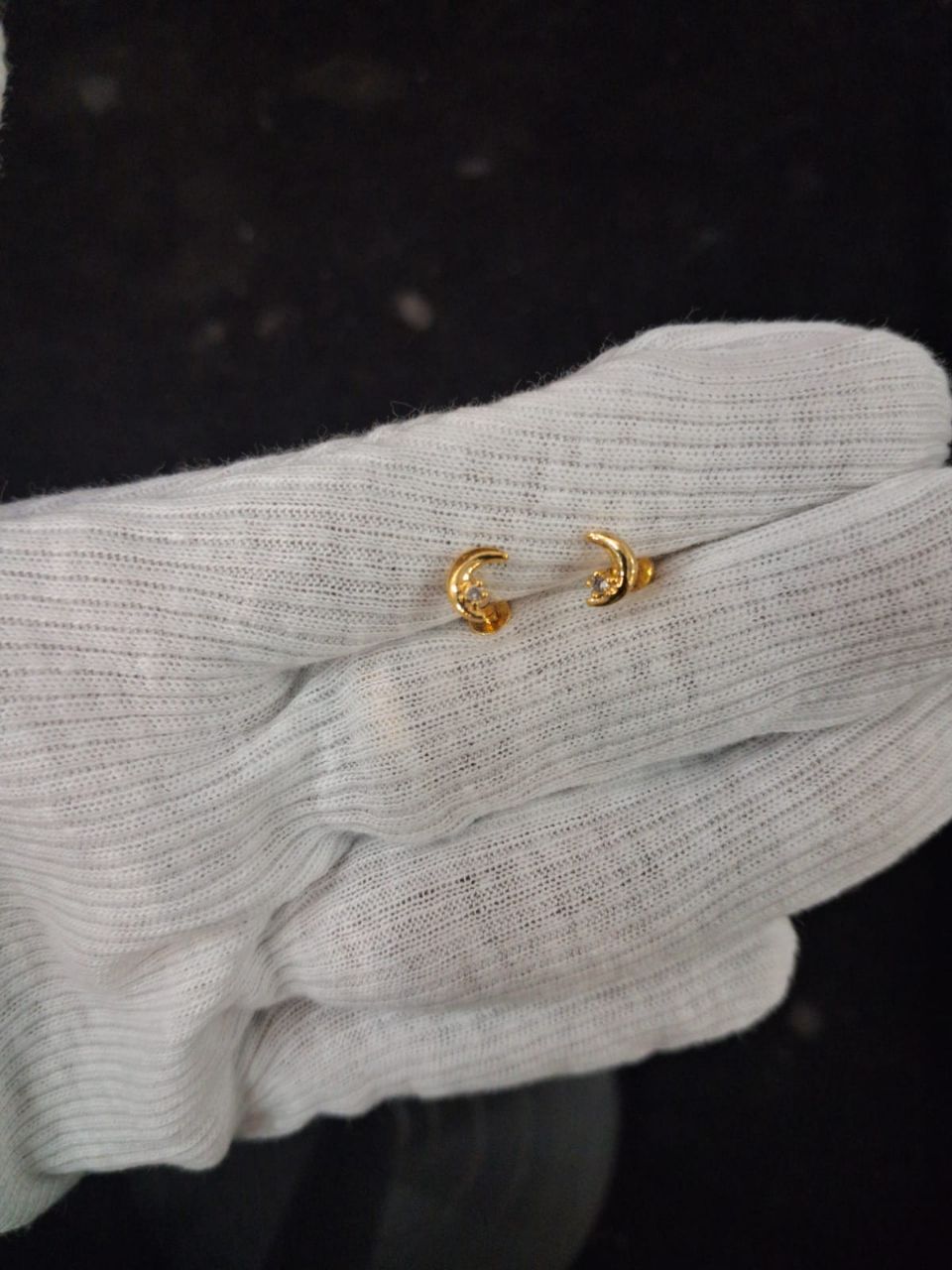 Gold Crescent Earrings view 2