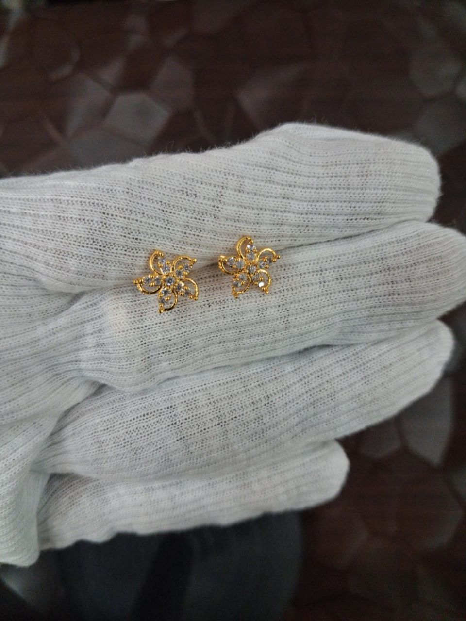 Gold Floral Earrings view 2