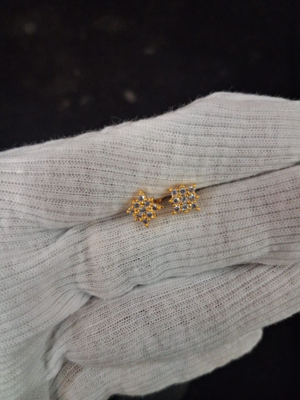 Gold Stud Earrings view 2