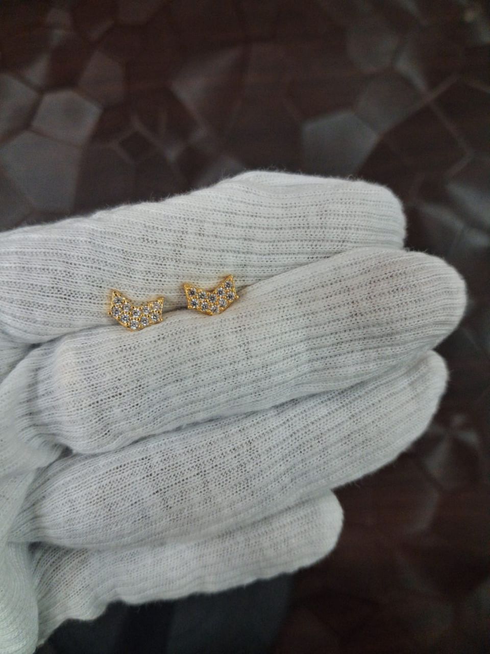 Gold Stud Earrings view 2