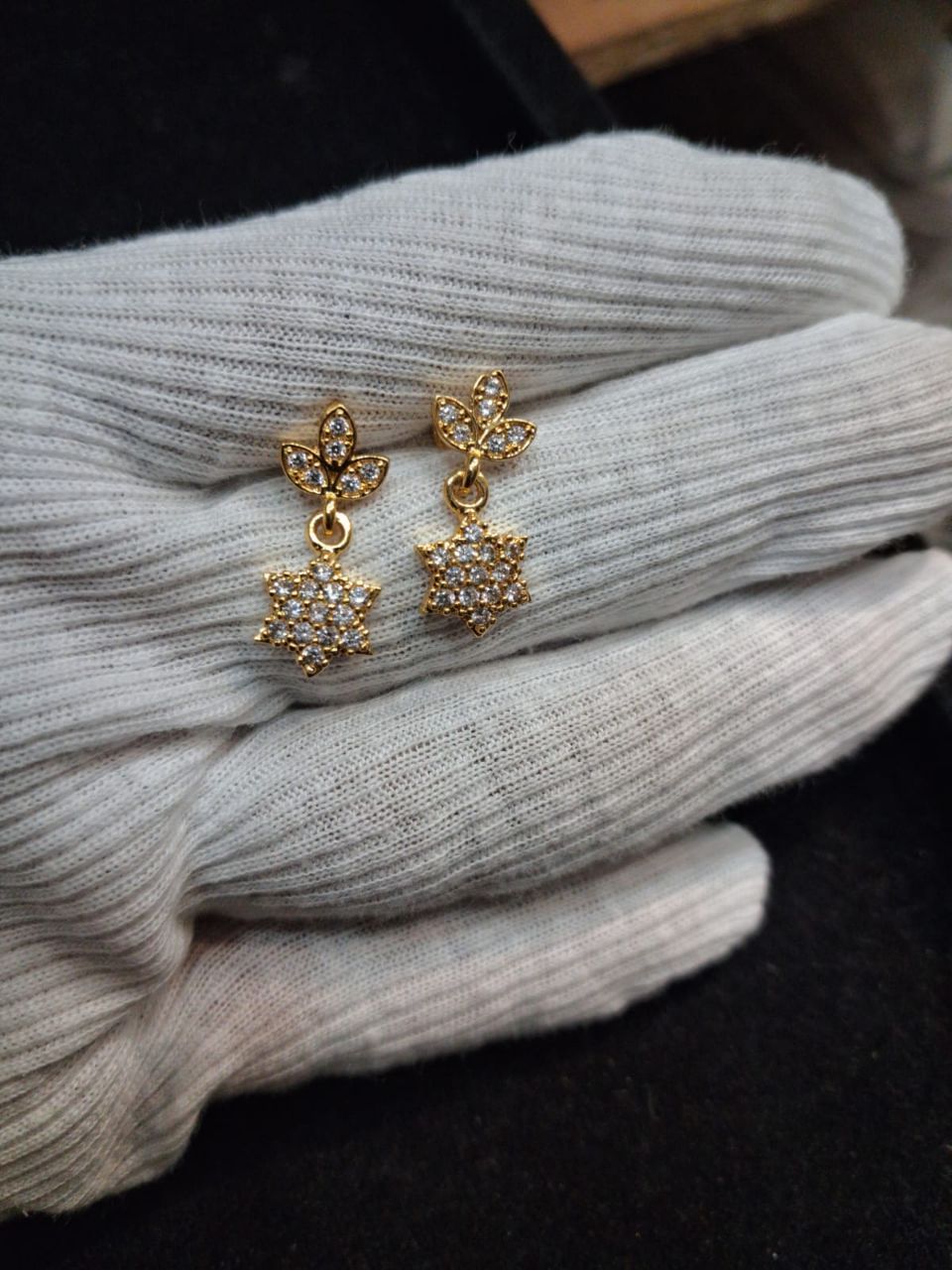 Star Design Gold Earrings view 2