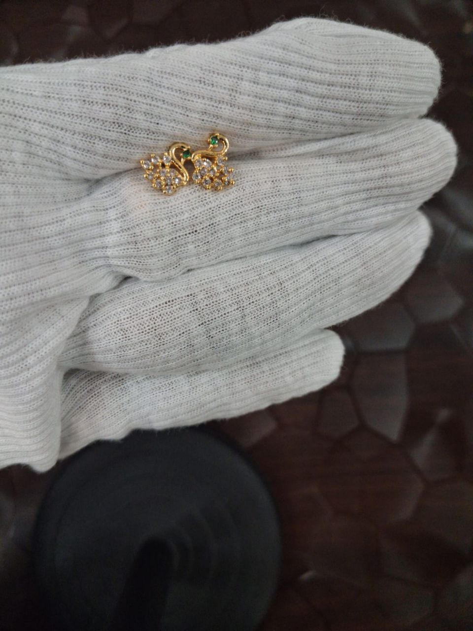 Swan Design Gold Earrings view 2