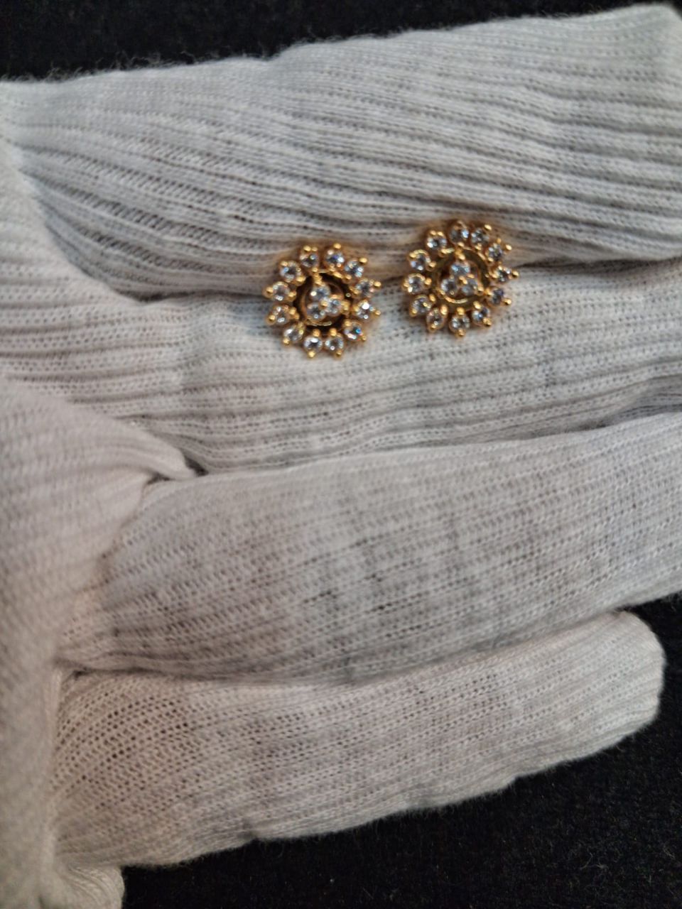 Designer Gold Stud Earrings view 2