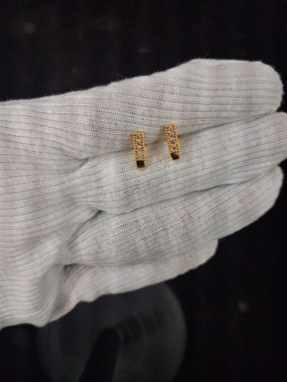 Gold and Diamond Stud Earrings view 2