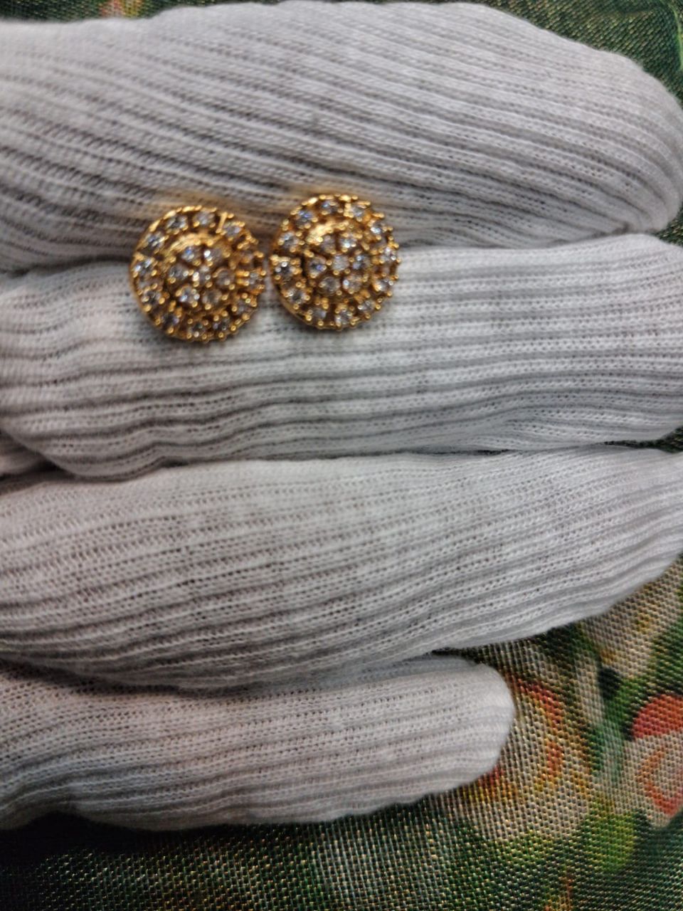 Gold Stud Earrings view 2