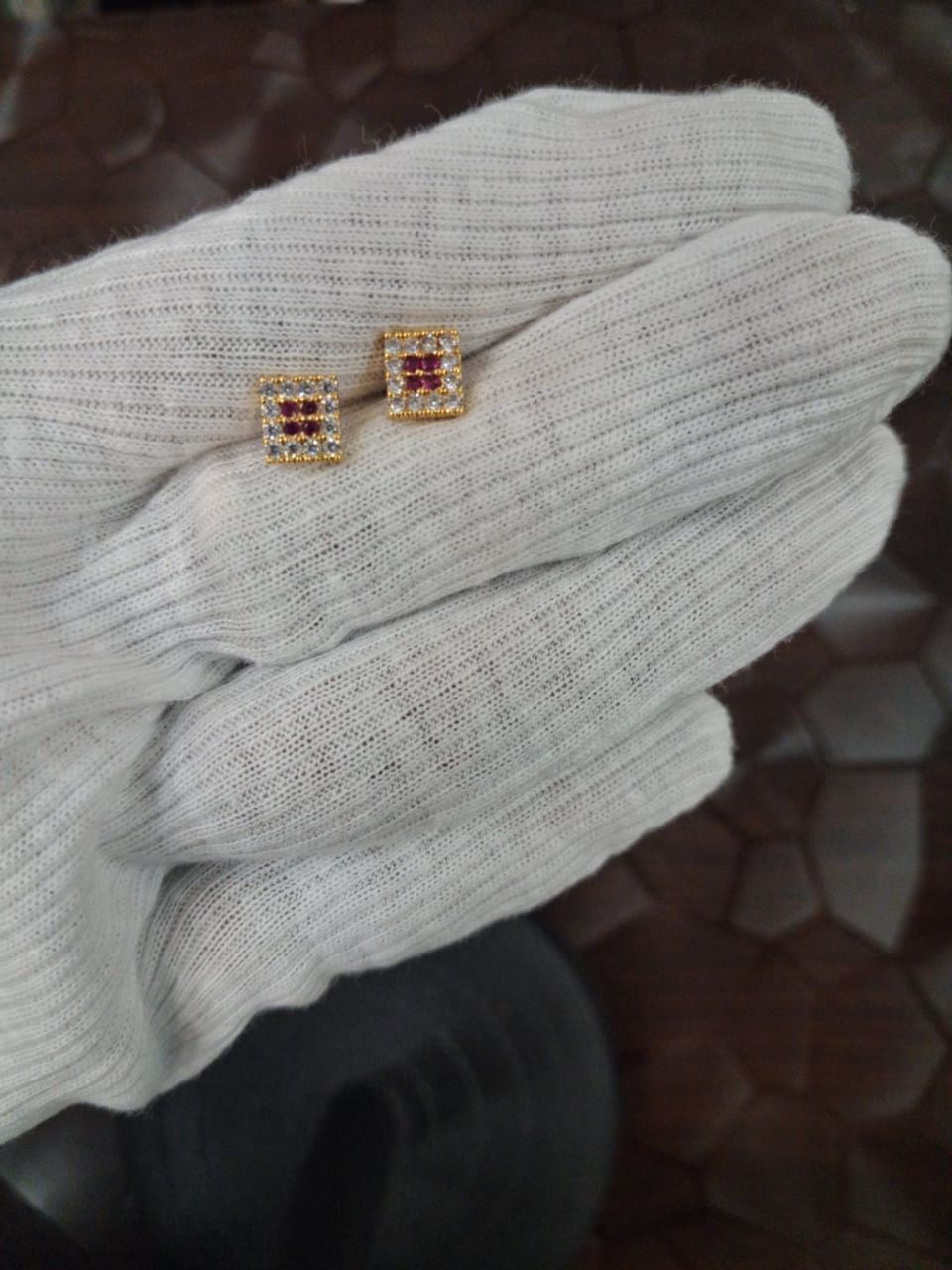 Designer Gold Earrings with Gemstones view 2