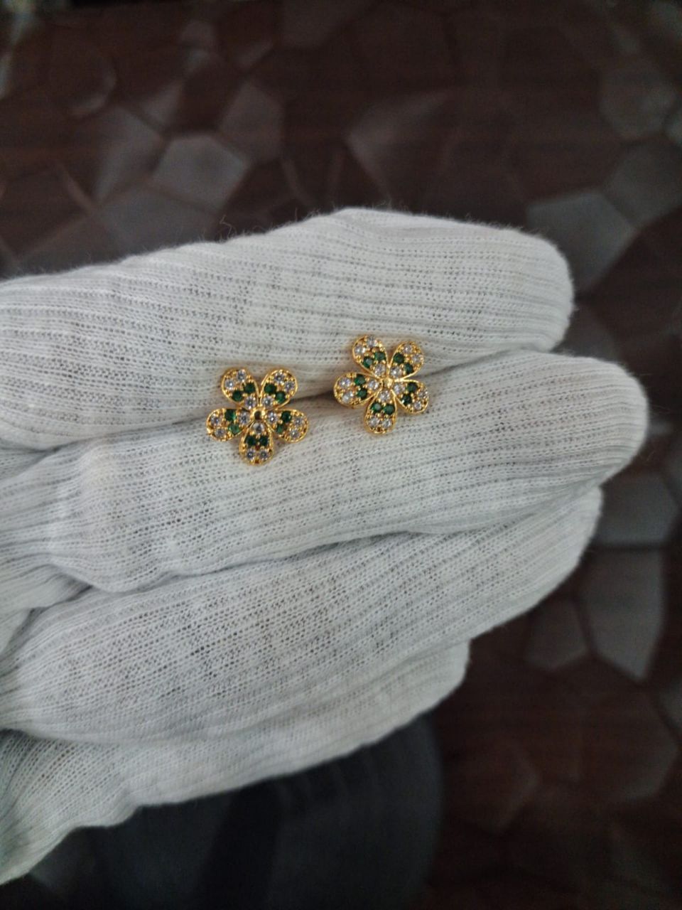 Gold Floral Earrings view 2